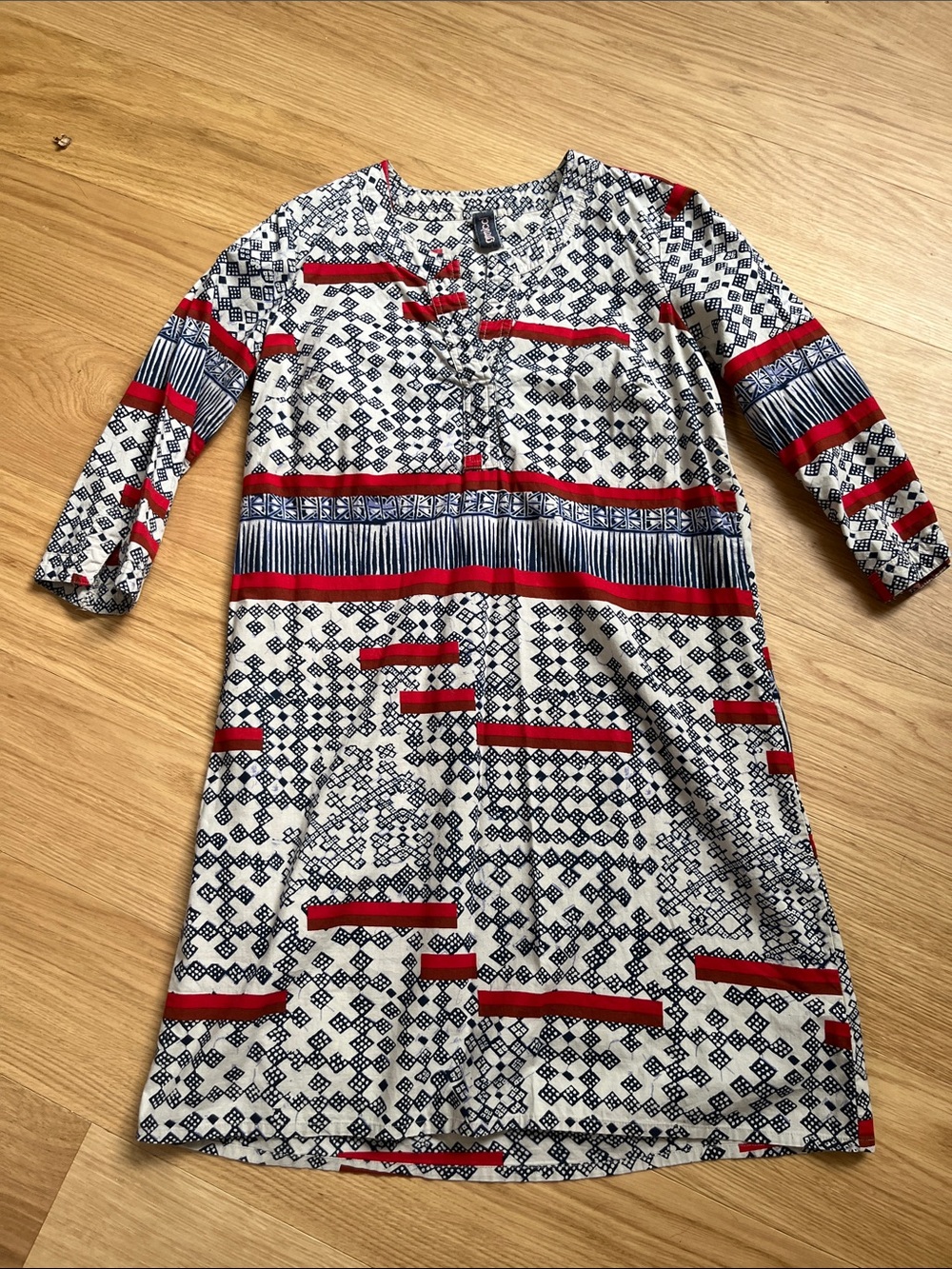 Gramicci Women’s Patterned Navy and Red 100% Cotton Dress size S